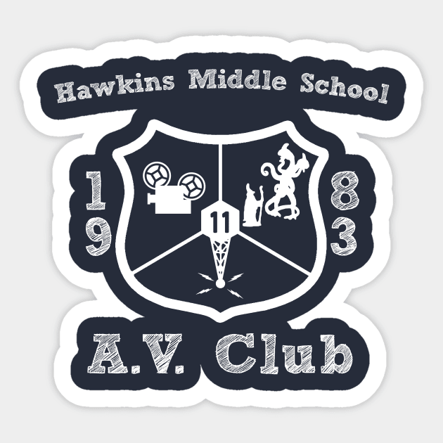 Hawkins Middle School A.V. Club White Sticker by Smidge_Crab